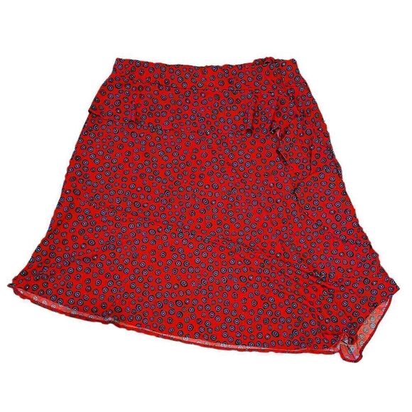 NWT Eloquii Midi Skirt Plus Sz 24 Chiffon Ruffle Flounce Red Circle Asymmetrical - Picture 2 of 8